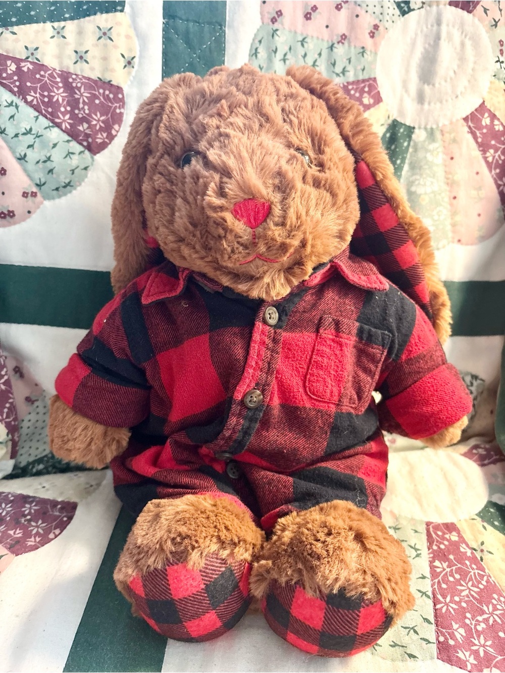 Build A Bear Workshop Buffalo Check Plaid Paulette Plush Stuffed Bunny Rabbit